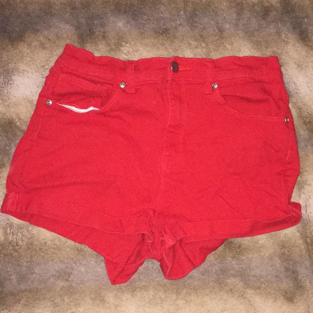 Red high waisted shorts from Forever 21